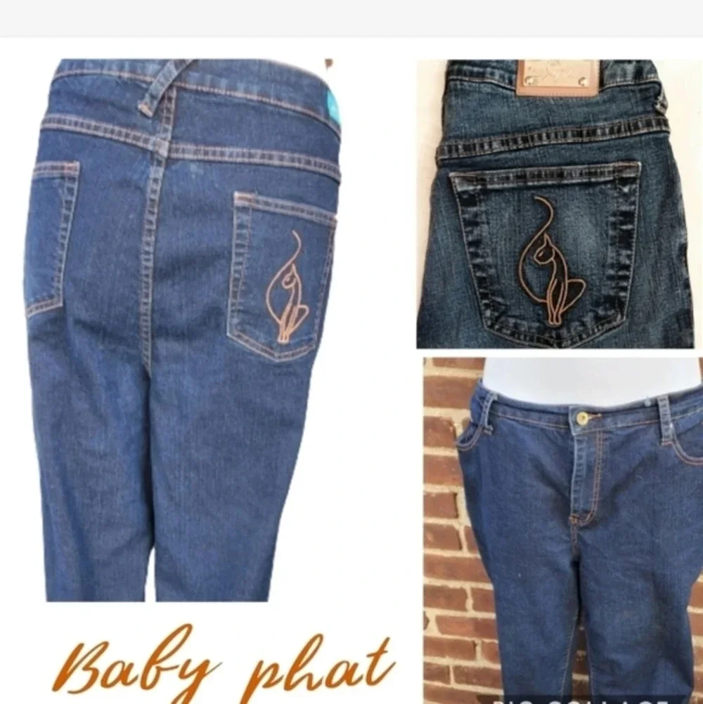 Baby Phat Y2K Bootcut Jeans Size 20 Plus Size Dark Wash Logo Pocket Denim